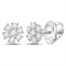 14kt White Gold Womens Round Diamond Flower Cluster Burst Earrings 1-8 Cttw-Gold & Diamond Earrings-JadeMoghul Inc.