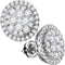 14kt White Gold Women's Round Diamond Flower Cluster Circle Frame Earrings 1.00 Cttw - FREE Shipping (USA/CAN)-Gold & Diamond Earrings-JadeMoghul Inc.