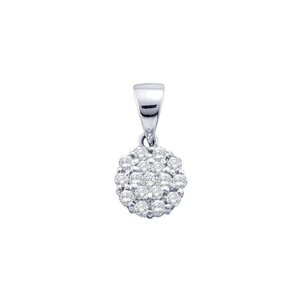 14kt White Gold Women's Round Diamond Flower Cluster Pendant 1-4 Cttw - FREE Shipping (US/CAN)-Gold & Diamond Pendants & Necklaces-JadeMoghul Inc.