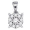 14kt White Gold Women's Round Diamond Flower Cluster Pendant 1-4 Cttw - FREE Shipping (US/CAN)-Gold & Diamond Pendants & Necklaces-JadeMoghul Inc.