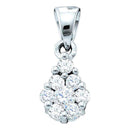 14kt White Gold Women's Round Diamond Flower Cluster Pendant 1-6 Cttw - FREE Shipping (US/CAN)-Gold & Diamond Pendants & Necklaces-JadeMoghul Inc.