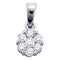 14kt White Gold Women's Round Diamond Flower Cluster Pendant 3-4 Cttw - FREE Shipping (US/CAN)-Gold & Diamond Pendants & Necklaces-JadeMoghul Inc.