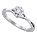 14kt White Gold Womens Round Diamond Flower Cluster Promise Bridal Ring 1/4 Cttw-Gold & Diamond Promise Rings-10.5-JadeMoghul Inc.