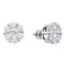 14kt White Gold Women's Round Diamond Flower Cluster Screwback Stud Earrings 2.00 Cttw - FREE Shipping (US/CAN)-Gold & Diamond Earrings-JadeMoghul Inc.