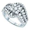 14kt White Gold Women's Round Diamond Flower Cluster Swirl Cocktail Ring 2.00 Cttw - FREE Shipping (USA/CAN)-Gold & Diamond Cluster Rings-5-JadeMoghul Inc.