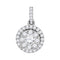 14kt White Gold Women's Round Diamond Frame Flower Cluster Pendant 7-8 Cttw - FREE Shipping (US/CAN)-Gold & Diamond Pendants & Necklaces-JadeMoghul Inc.