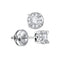 14kt White Gold Women's Round Diamond Framed Solitaire Screwback Stud Earrings 1-4 Cttw - FREE Shipping (USA/CAN)-Gold & Diamond Earrings-JadeMoghul Inc.