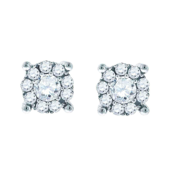 14kt White Gold Women's Round Diamond Framed Solitaire Stud Earrings 1.00 Cttw - FREE Shipping (US/CAN)-Gold & Diamond Earrings-JadeMoghul Inc.