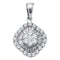 14kt White Gold Women's Round Diamond Framed Square Cluster Pendant 3-4 Cttw - FREE Shipping (US/CAN)-Gold & Diamond Pendants & Necklaces-JadeMoghul Inc.