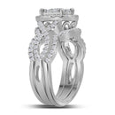 14kt White Gold Women's Round Diamond Halo Bridal Wedding Engagement Ring Band Set 1-1-4 Cttw - FREE Shipping (US/CAN)-Gold & Diamond Wedding Ring Sets-JadeMoghul Inc.