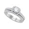 14kt White Gold Women's Round Diamond Halo Bridal Wedding Engagement Ring Band Set 1-1/4 Cttw - FREE Shipping (US/CAN)-Gold & Diamond Wedding Ring Sets-5-JadeMoghul Inc.