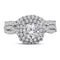 14kt White Gold Women's Round Diamond Halo Bridal Wedding Engagement Ring Band Set 1-7/8 Cttw - FREE Shipping (US/CAN)-Gold & Diamond Wedding Ring Sets-5-JadeMoghul Inc.