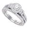 14kt White Gold Women's Round Diamond Halo Bridal Wedding Engagement Ring Band Set 1.00 Cttw - FREE Shipping (US/CAN)-Gold & Diamond Wedding Ring Sets-5-JadeMoghul Inc.