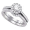 14kt White Gold Women's Round Diamond Halo Bridal Wedding Engagement Ring Band Set 1.00 Cttw - FREE Shipping (US/CAN)-Gold & Diamond Wedding Ring Sets-JadeMoghul Inc.