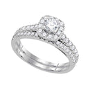 14kt White Gold Women's Round Diamond Halo Bridal Wedding Engagement Ring Band Set 1.00 Cttw - FREE Shipping (US/CAN)-Wedding Jewelry-6-JadeMoghul Inc.