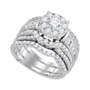 14kt White Gold Women's Round Diamond Halo Bridal Wedding Engagement Ring Band Set 2-3/8 Cttw - FREE Shipping (US/CAN)-Gold & Diamond Wedding Ring Sets-5-JadeMoghul Inc.