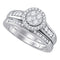 14kt White Gold Womens Round Diamond Halo Bridal Wedding Engagement Ring Band Set 5/8 Cttw - FREE Shipping (US/CAN)-Gold & Diamond Wedding Ring Sets-5-JadeMoghul Inc.