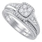 14kt White Gold Womens Round Diamond Halo Bridal Wedding Engagement Ring Band Set 5/8 Cttw-Gold & Diamond Wedding Ring Sets-6-JadeMoghul Inc.