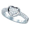14kt White Gold Women's Round Diamond Heart Cluster Ring 1/3 Cttw - FREE Shipping (US/CAN)-Gold & Diamond Heart Rings-5-JadeMoghul Inc.