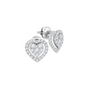 14kt White Gold Women's Round Diamond Heart Frame Cluster Stud Earrings 5-8 Cttw - FREE Shipping (USA/CAN)-Gold & Diamond Earrings-JadeMoghul Inc.