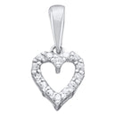 14kt White Gold Women's Round Diamond Heart Love Pendant .01 Cttw - FREE Shipping (US/CAN)-Gold & Diamond Pendants & Necklaces-JadeMoghul Inc.