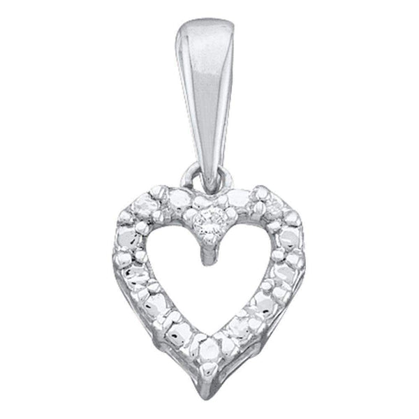 14kt White Gold Women's Round Diamond Heart Love Pendant .01 Cttw - FREE Shipping (US/CAN)-Gold & Diamond Pendants & Necklaces-JadeMoghul Inc.