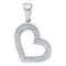 14kt White Gold Women's Round Diamond Heart Love Pendant 1-10 Cttw - FREE Shipping (US/CAN)-Gold & Diamond Pendants & Necklaces-JadeMoghul Inc.