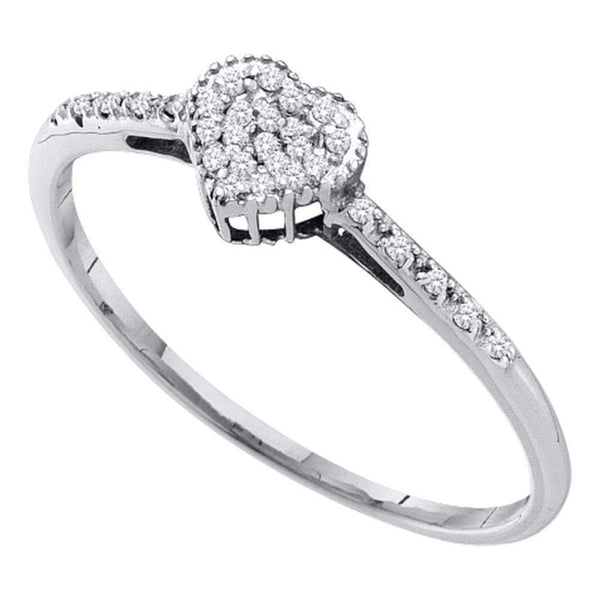 14kt White Gold Women's Round Diamond Heart Love Ring 1/12 Cttw - FREE Shipping (US/CAN)-Gold & Diamond Heart Rings-5-JadeMoghul Inc.