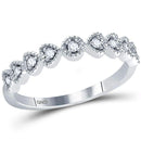 14kt White Gold Womens Round Diamond Heart Stackable Band Ring 1-10 Cttw-Gold & Diamond Rings-JadeMoghul Inc.