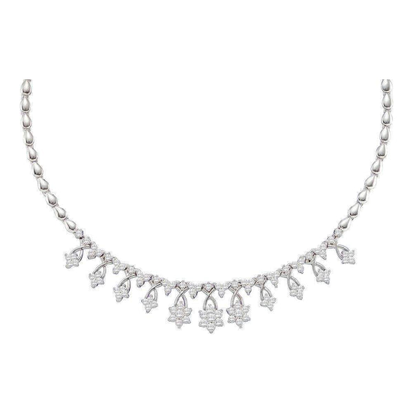 14kt White Gold Women's Round Diamond High-end Cluster Necklace 2.00 Cttw - FREE Shipping (US/CAN)-Gold & Diamond Pendants & Necklaces-JadeMoghul Inc.