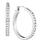 14kt White Gold Women's Round Diamond Hoop Snap-down Post Earrings 1.00 Cttw - FREE Shipping (US/CAN)-Gold & Diamond Earrings-JadeMoghul Inc.