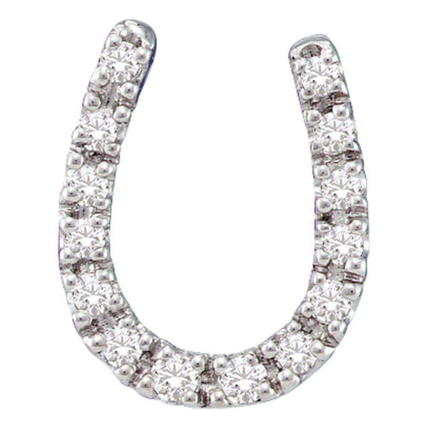 14kt White Gold Women's Round Diamond Horseshoe Pendant 1-10 Cttw - FREE Shipping (US/CAN)-Gold & Diamond Pendants & Necklaces-JadeMoghul Inc.