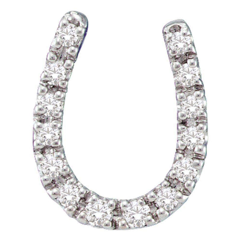 14kt White Gold Women's Round Diamond Horseshoe Pendant 1-10 Cttw - FREE Shipping (US/CAN)-Gold & Diamond Pendants & Necklaces-JadeMoghul Inc.