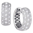 14kt White Gold Women's Round Diamond Huggie Earrings 7-8 Cttw - FREE Shipping (USA/CAN)-Gold & Diamond Earrings-JadeMoghul Inc.