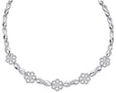 14kt White Gold Womens Round Diamond Infinity Flower Cluster Necklace 2.00 Cttw-Gold & Diamond Pendants & Necklaces-JadeMoghul Inc.