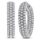 14kt White Gold Women's Round Diamond Inside Outside Hoop Earrings 2.00 Cttw - FREE Shipping (US/CAN)-Gold & Diamond Earrings-JadeMoghul Inc.