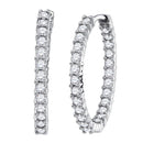 14kt White Gold Womens Round Diamond Inside Outside Hoop Earrings 3.00 Cttw-Gold & Diamond Earrings-JadeMoghul Inc.