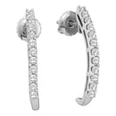 14kt White Gold Women's Round Diamond J Half Hoop Screwback Earrings 1-2 Cttw - FREE Shipping (US/CAN)-Gold & Diamond Earrings-JadeMoghul Inc.