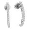 14kt White Gold Women's Round Diamond J Half Hoop Screwback Earrings 1-2 Cttw - FREE Shipping (US/CAN)-Gold & Diamond Earrings-JadeMoghul Inc.