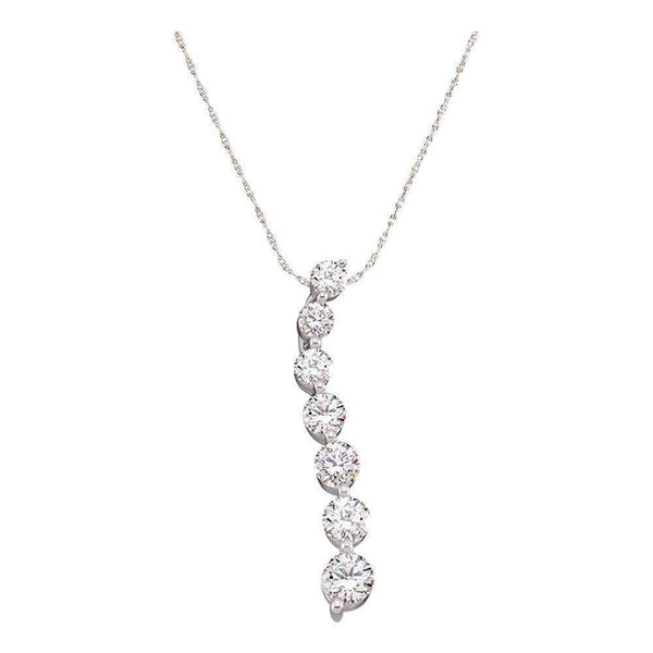 14kt White Gold Women's Round Diamond Journey Pendant 1-2 Cttw - FREE Shipping (US/CAN)-Gold & Diamond Pendants & Necklaces-JadeMoghul Inc.