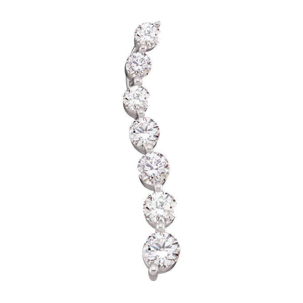 14kt White Gold Women's Round Diamond Journey Pendant 1.00 Cttw - FREE Shipping (US/CAN)-Gold & Diamond Pendants & Necklaces-JadeMoghul Inc.