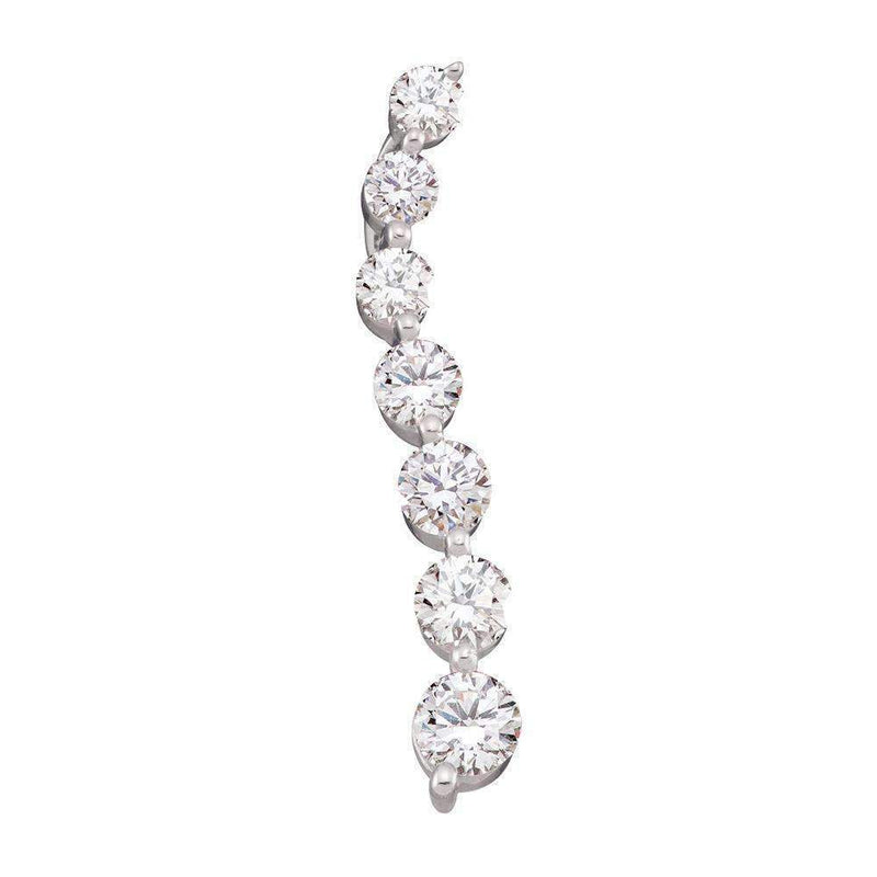 14kt White Gold Women's Round Diamond Journey Pendant 1.00 Cttw - FREE Shipping (US/CAN)-Gold & Diamond Pendants & Necklaces-JadeMoghul Inc.
