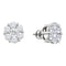 14kt White Gold Women's Round Diamond Large Flower Cluster Stud Earrings 1-1-2 Cttw - FREE Shipping (USA/CAN)-Gold & Diamond Earrings-JadeMoghul Inc.