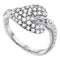 14kt White Gold Women's Round Diamond Leaf Cluster Ring 5/8 Cttw - FREE Shipping (US/CAN)-Gold & Diamond Cluster Rings-6-JadeMoghul Inc.