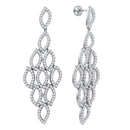 14kt White Gold Women's Round Diamond Luxury Dangle Screwback Earrings 4-3-4 Cttw - FREE Shipping (US/CAN)-Gold & Diamond Earrings-JadeMoghul Inc.