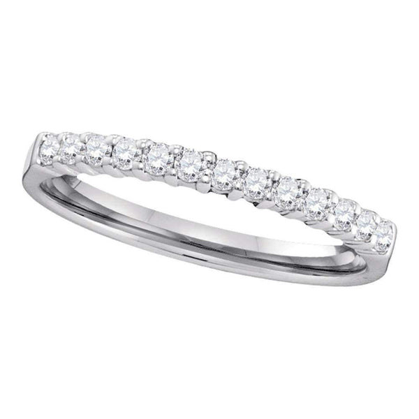 14kt White Gold Women's Round Diamond Machine-set Wedding Band Ring 1/4 Cttw - FREE Shipping (US/CAN)-Gold & Diamond Wedding Jewelry-5-JadeMoghul Inc.