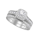 14kt White Gold Women's Round Diamond Milgrain Bridal Wedding Engagement Ring Band Set 1.00 Cttw - FREE Shipping (US/CAN)-Wedding Jewelry-5-JadeMoghul Inc.