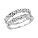 14kt White Gold Women's Round Diamond Milgrain Wrap Ring Guard Enhancer Wedding Band 1/3 Cttw - FREE Shipping (US/CAN)-Wedding Jewelry-5-JadeMoghul Inc.