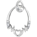 14kt White Gold Women's Round Diamond Mom Mother Oval Heart Pendant .03 Cttw - FREE Shipping (US/CAN)-Gold & Diamond Pendants & Necklaces-JadeMoghul Inc.