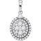 14kt White Gold Women's Round Diamond Oval Cluster Pendant 1-1-10 Cttw - FREE Shipping (US/CAN)-Gold & Diamond Pendants & Necklaces-JadeMoghul Inc.